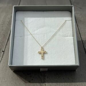10KT Gold Chain Necklace With 14KT GF Cross Pendant